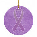 Lavender Ribbon for All Cancer Awareness Ceramic Ornament Christmas Tree Hanging Decorations for Home Christmas Holiday, Party, Gift, 3 in, Multicolor