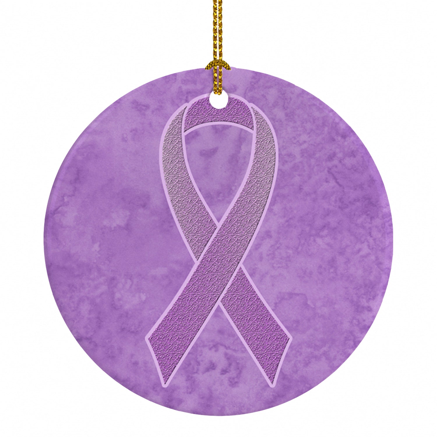 Lavender Ribbon for All Cancer Awareness Ceramic Ornament Christmas Tree Hanging Decorations for Home Christmas Holiday, Party, Gift, 3 in, Multicolor