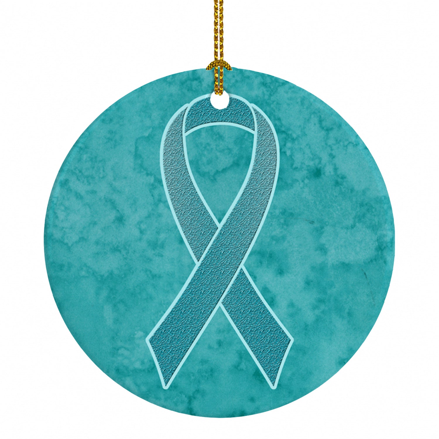 Teal Ribbon for Ovarian Cancer Awareness Ceramic Ornament Christmas Tree Hanging Decorations for Home Christmas Holiday, Party, Gift, 3 in, Multicolor