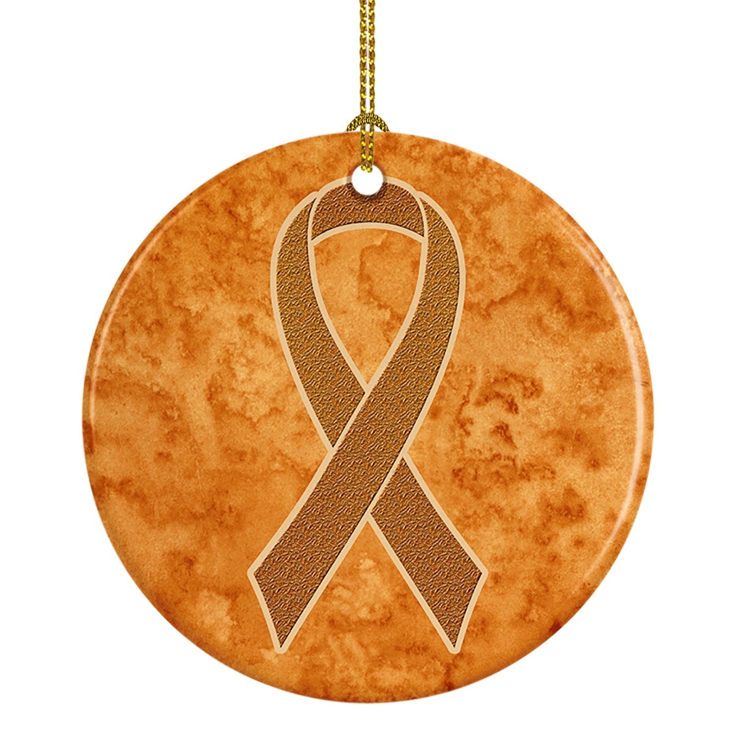 Orange Ribbon for Leukemia Awareness Ceramic Ornament Christmas Tree Hanging Decorations for Home Christmas Holiday, Party, Gift, 3 in, Multicolor