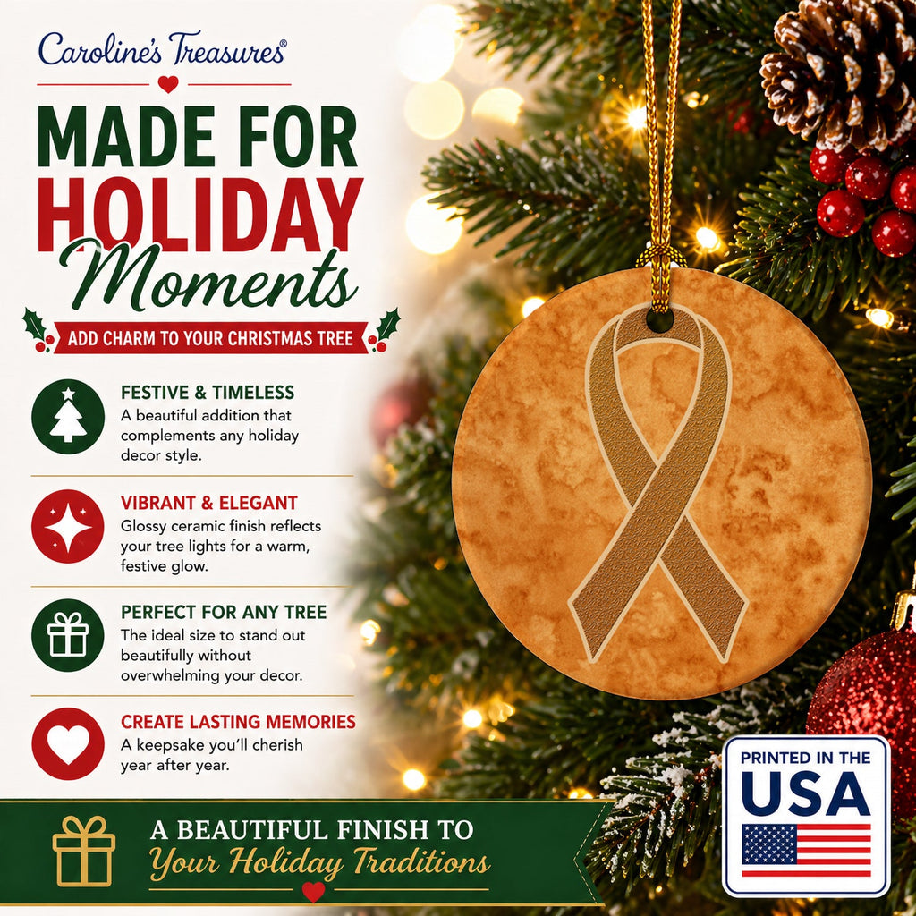 Orange Ribbon for Leukemia Awareness Ceramic Ornament Christmas Tree Hanging Decorations for Home Christmas Holiday, Party, Gift, 3 in, Multicolor