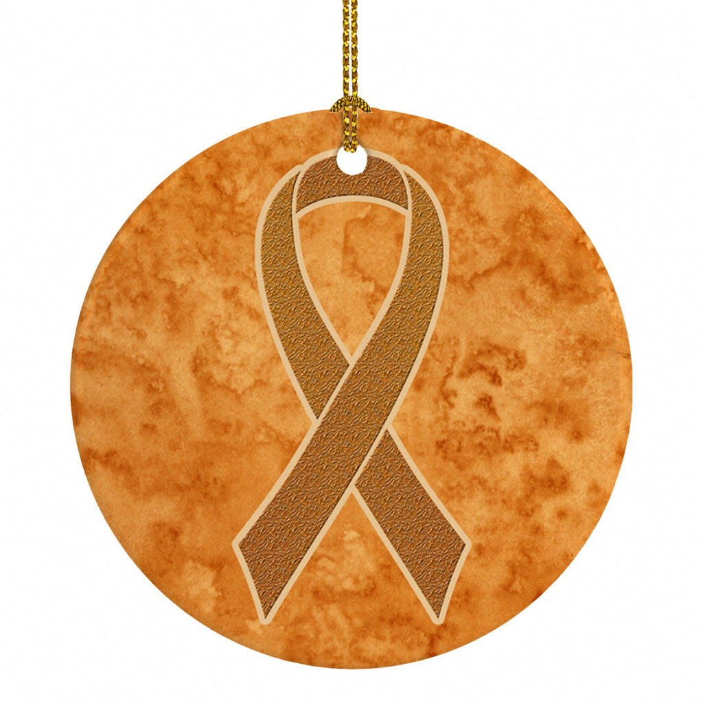 Orange Ribbon for Leukemia Awareness Ceramic Ornament Christmas Tree Hanging Decorations for Home Christmas Holiday, Party, Gift, 3 in, Multicolor