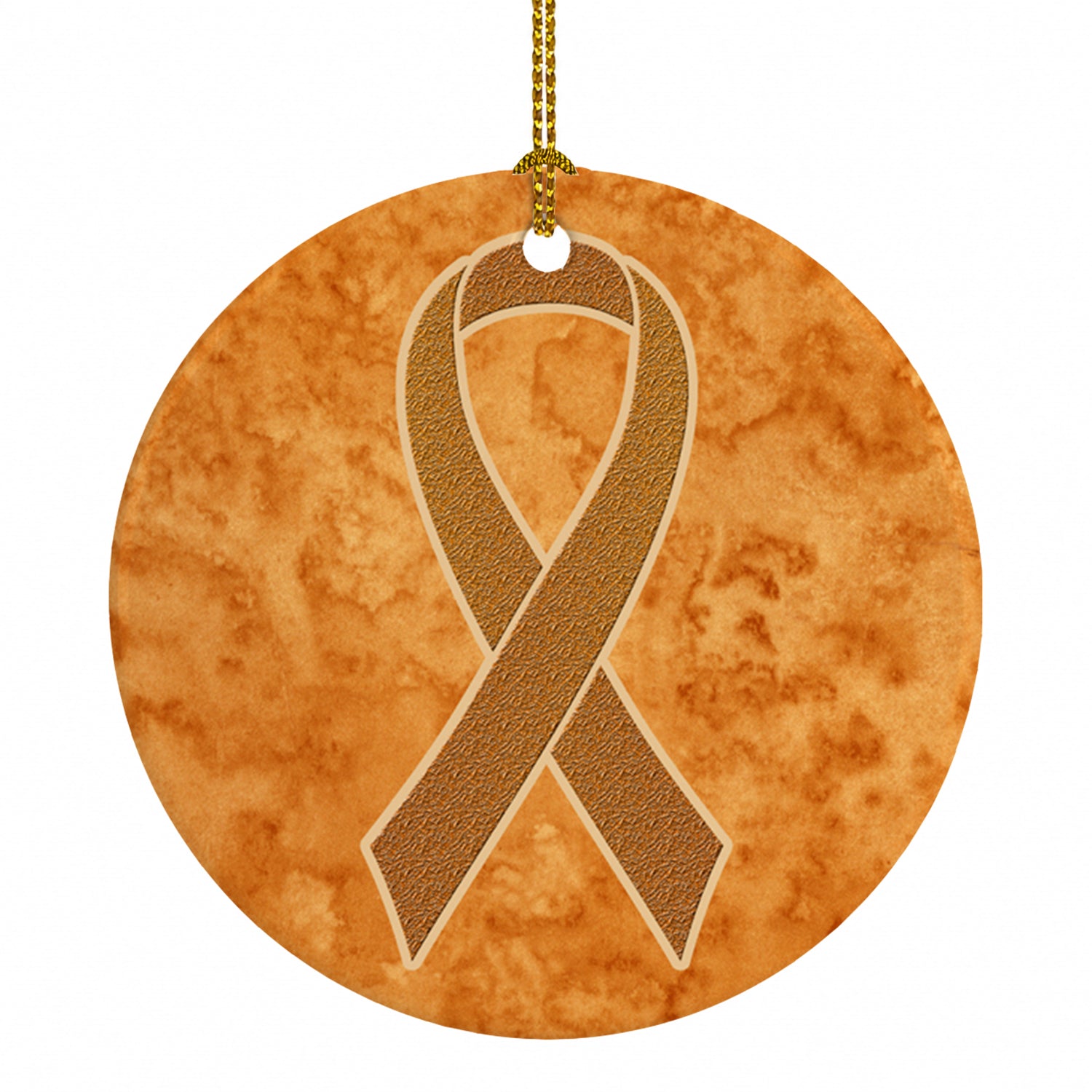 Orange Ribbon for Leukemia Awareness Ceramic Ornament Christmas Tree Hanging Decorations for Home Christmas Holiday, Party, Gift, 3 in, Multicolor