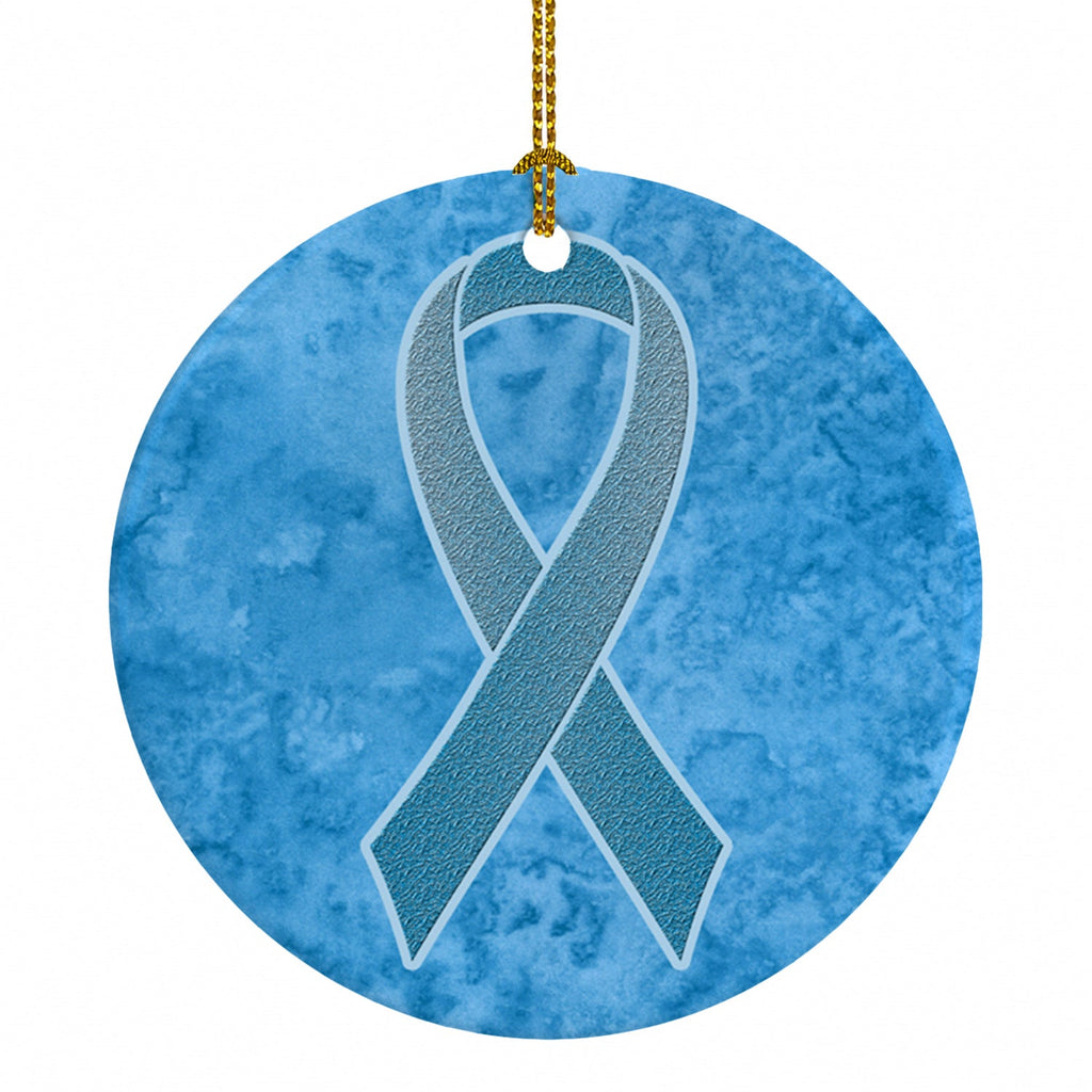 Blue Ribbon for Prostate Cancer Awareness Ceramic Ornament Christmas Tree Hanging Decorations for Home Christmas Holiday, Party, Gift, 3 in, Multicolor