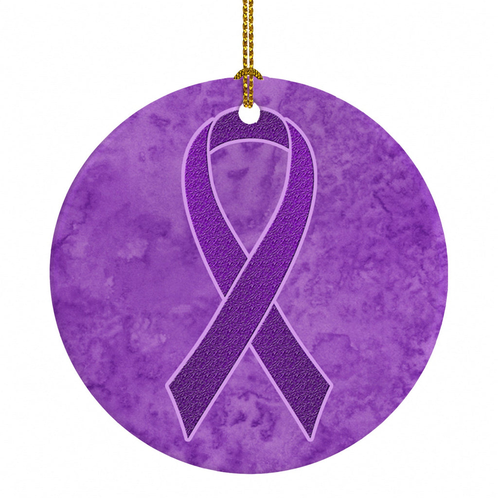 Purple Ribbon for Pancreatic and Leiomyosarcoma Cancer Awareness Ceramic Ornament Christmas Tree Hanging Decorations for Home Christmas Holiday, Party, Gift, 3 in, Multicolor