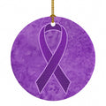 Purple Ribbon for Pancreatic and Leiomyosarcoma Cancer Awareness Ceramic Ornament Christmas Tree Hanging Decorations for Home Christmas Holiday, Party, Gift, 3 in, Multicolor