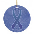 Periwinkle Blue Ribbon for Esophageal and Stomach Cancer Awareness Ceramic Ornament Christmas Tree Hanging Decorations for Home Christmas Holiday, Party, Gift, 3 in, Multicolor