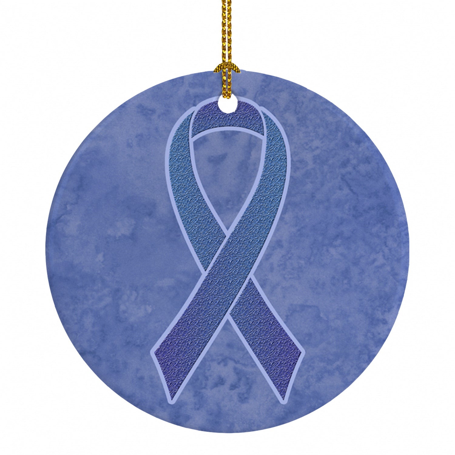 Periwinkle Blue Ribbon for Esophageal and Stomach Cancer Awareness Ceramic Ornament Christmas Tree Hanging Decorations for Home Christmas Holiday, Party, Gift, 3 in, Multicolor