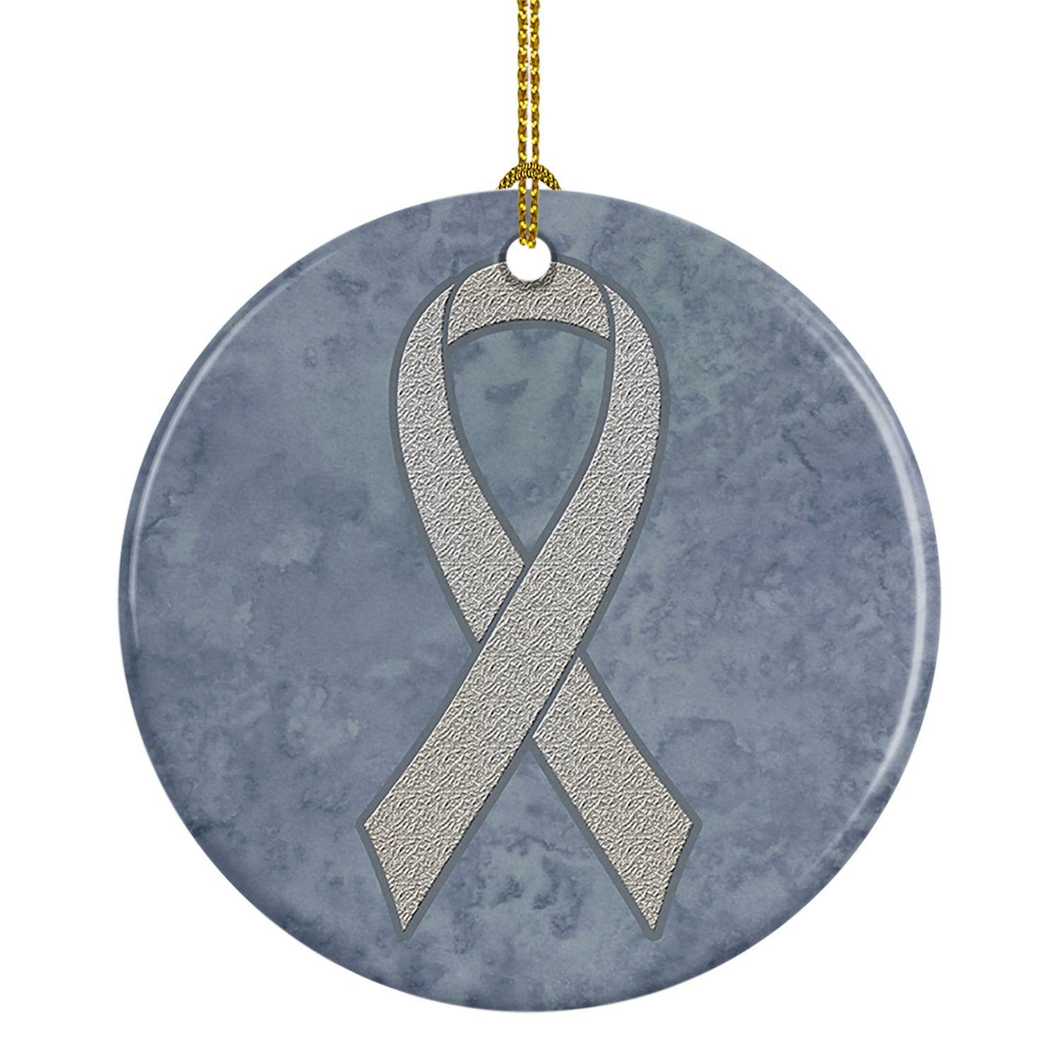 Clear Ribbon for Lung Cancer Awareness Ceramic Ornament Christmas Tree Hanging Decorations for Home Christmas Holiday, Party, Gift, 3 in, Multicolor