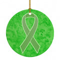 Lime Green Ribbon for Lymphoma Cancer Awareness Ceramic Ornament Christmas Tree Hanging Decorations for Home Christmas Holiday, Party, Gift, 3 in, Multicolor