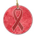 Red Ribbon for Aids Awareness Ceramic Ornament Christmas Tree Hanging Decorations for Home Christmas Holiday, Party, Gift, 3 in, Multicolor