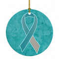 Teal and White Ribbon for Cervical Cancer Awareness Ceramic Ornament Christmas Tree Hanging Decorations for Home Christmas Holiday, Party, Gift, 3 in, Multicolor