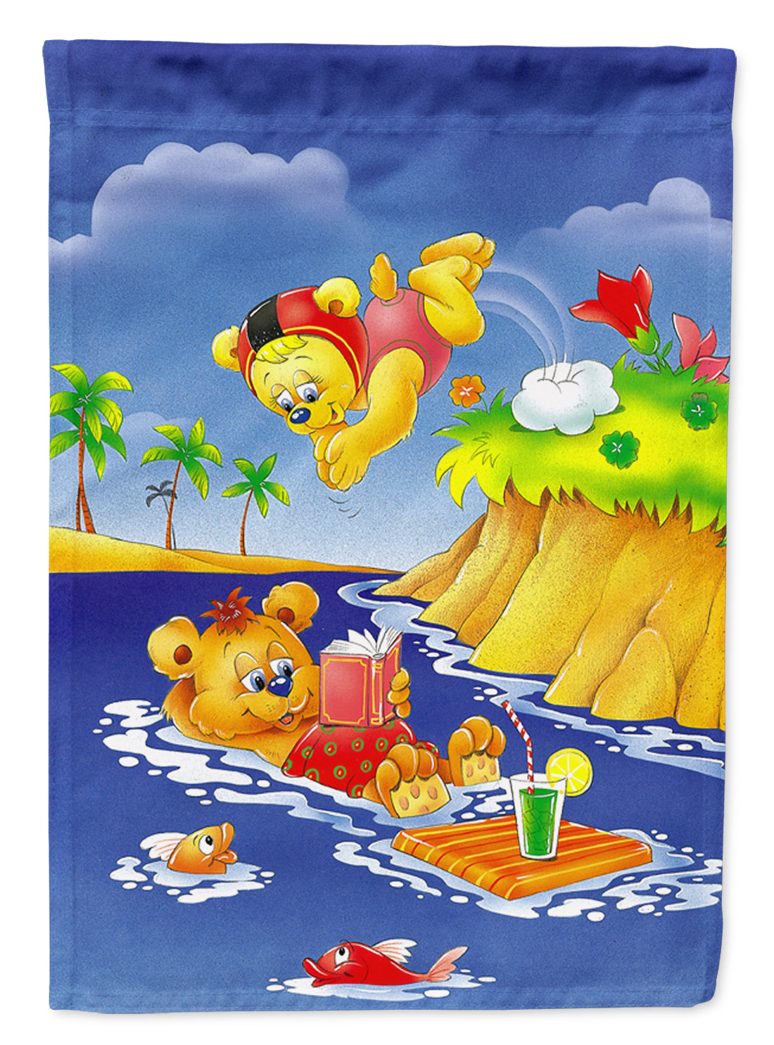 Teddy Bears Swimming and Diving Garden Flag Mailbox Decorative Yard Banner Outside Patio Artwork for Flower Beds, Garden Size, Multicolor