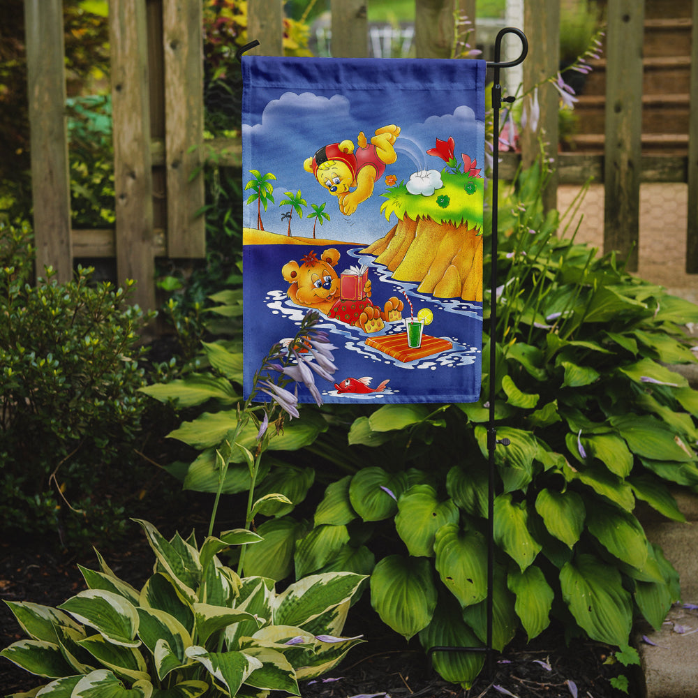Teddy Bears Swimming and Diving Garden Flag Mailbox Decorative Yard Banner Outside Patio Artwork for Flower Beds, Garden Size, Multicolor