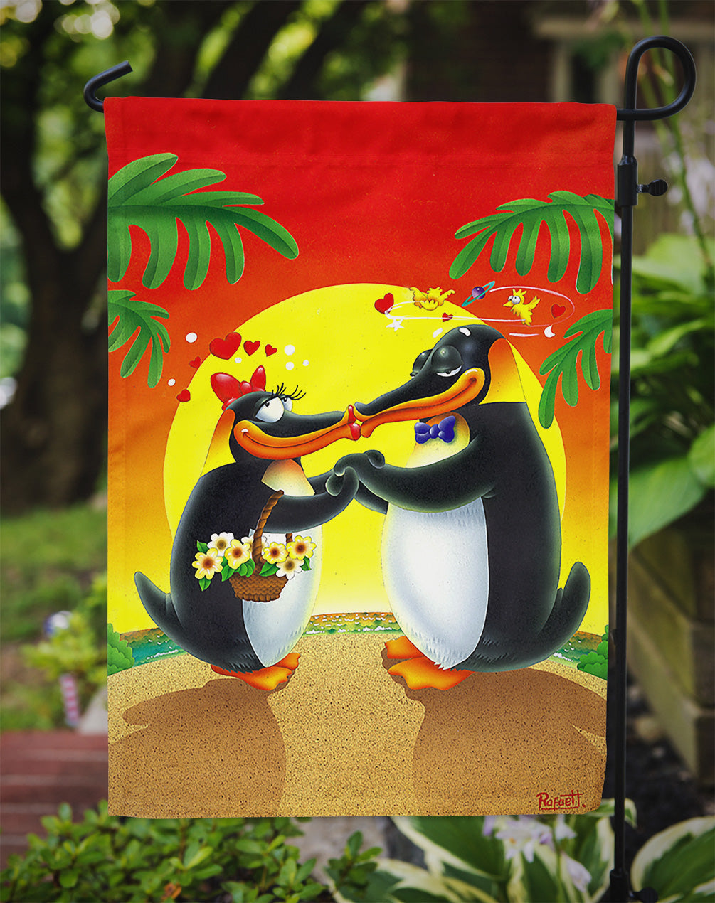 In Love Valentine's Day Penguins Garden Flag Mailbox Decorative Yard Banner Outside Patio Artwork for Flower Beds, Garden Size, Multicolor