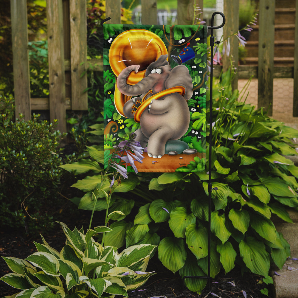Elephant playing the Tuba Garden Flag Mailbox Decorative Yard Banner Outside Patio Artwork for Flower Beds, Garden Size, Multicolor