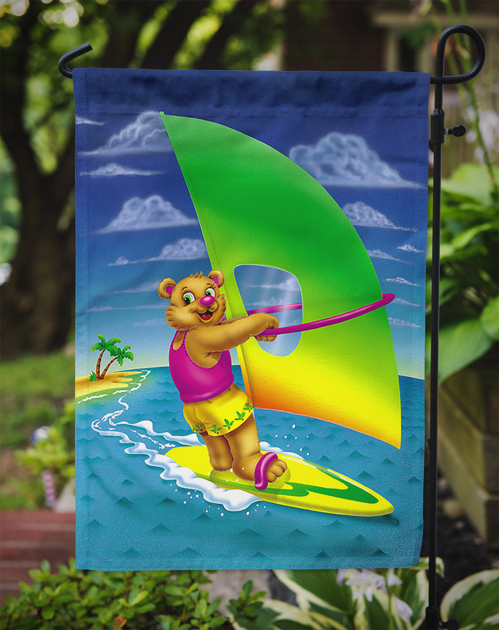 Teddy Bear Sailing Garden Flag Mailbox Decorative Yard Banner Outside Patio Artwork for Flower Beds, Garden Size, Multicolor