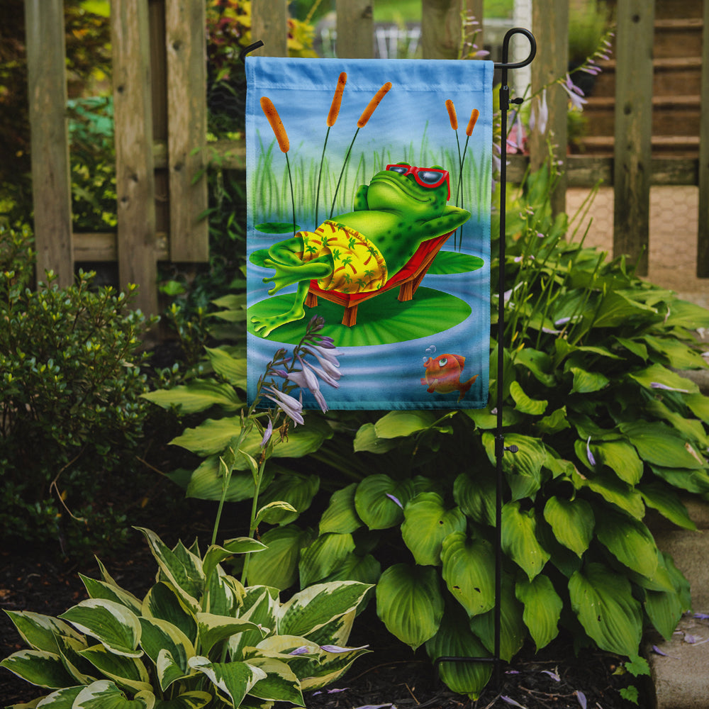 Frog Chilaxin on the Lilly Pad Garden Flag Mailbox Decorative Yard Banner Outside Patio Artwork for Flower Beds, Garden Size, Multicolor