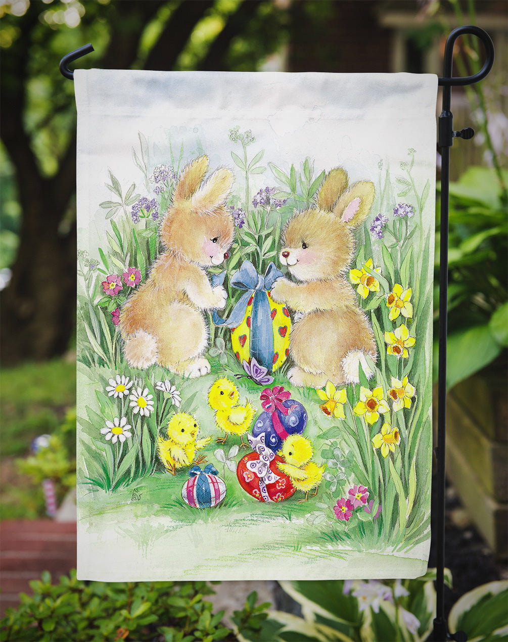 Brown Easter Bunnies with Eggs Garden Flag Mailbox Decorative Yard Banner Outside Patio Artwork for Flower Beds, Garden Size, Multicolor