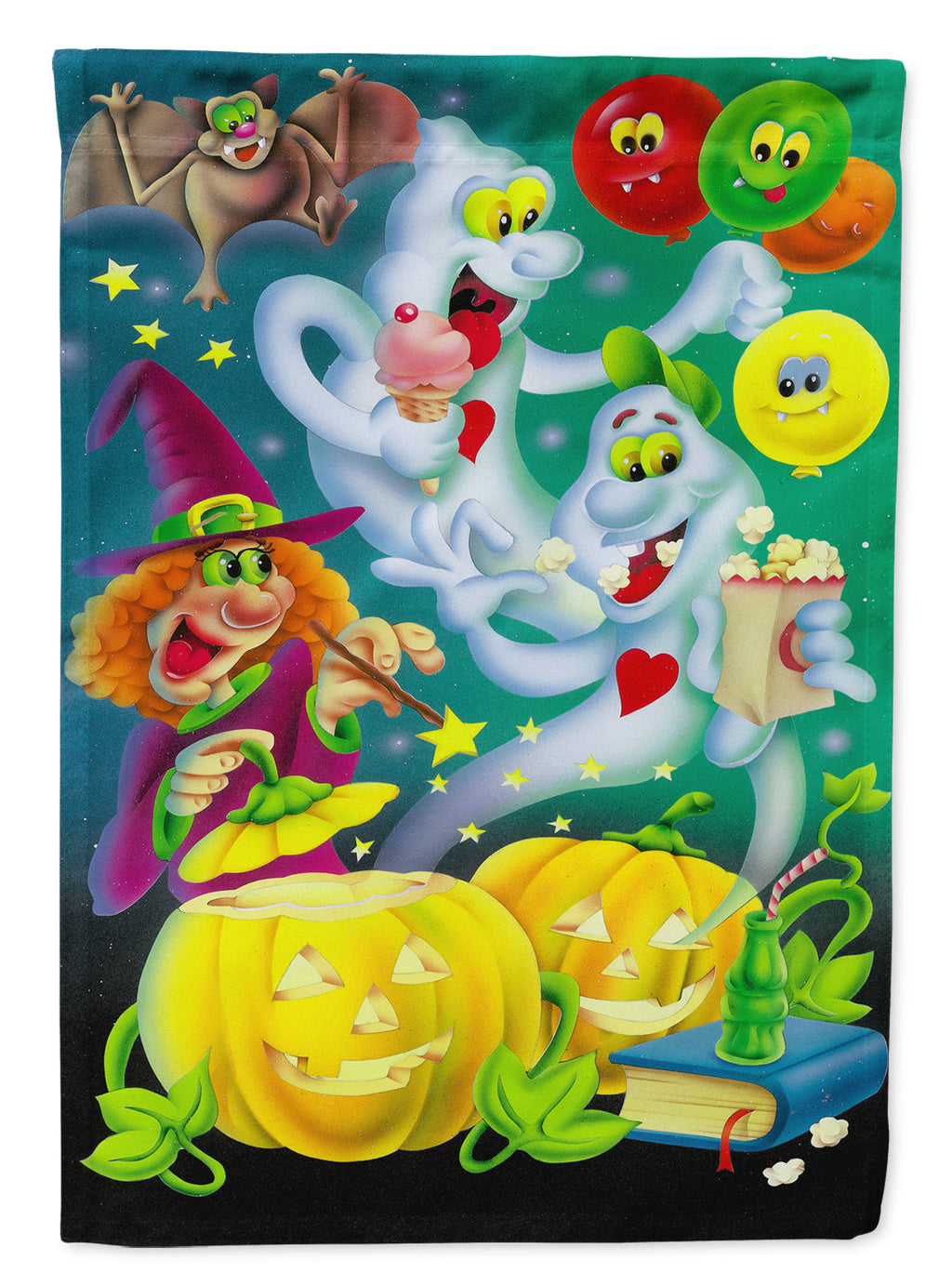 Witch Party with the Ghosts Halloween Garden Flag Mailbox Decorative Yard Banner Outside Patio Artwork for Flower Beds, Garden Size, Multicolor