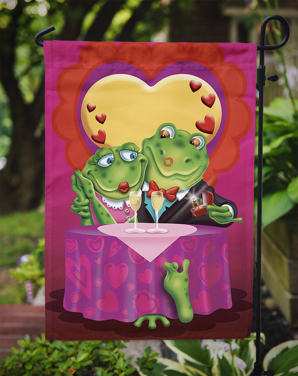 Frog Valentine's Day Date Garden Flag Mailbox Decorative Yard Banner Outside Patio Artwork for Flower Beds, Garden Size, Multicolor