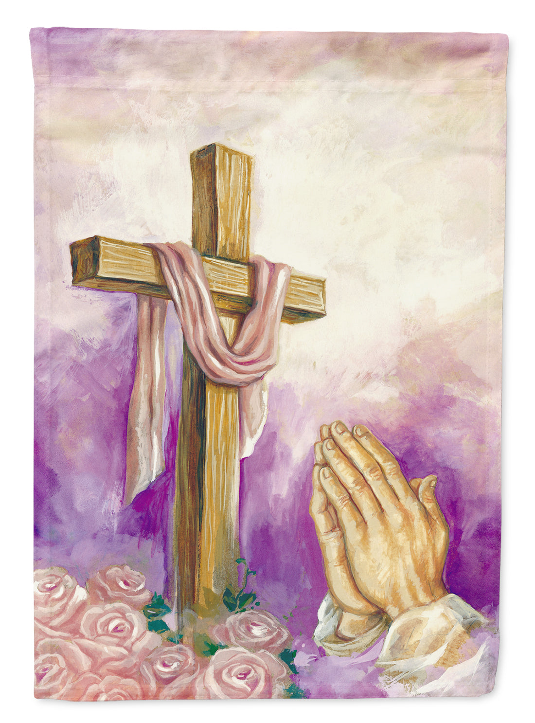 Easter Cross with Praying Hands Garden Flag Mailbox Decorative Yard Banner Outside Patio Artwork for Flower Beds, Garden Size, Multicolor