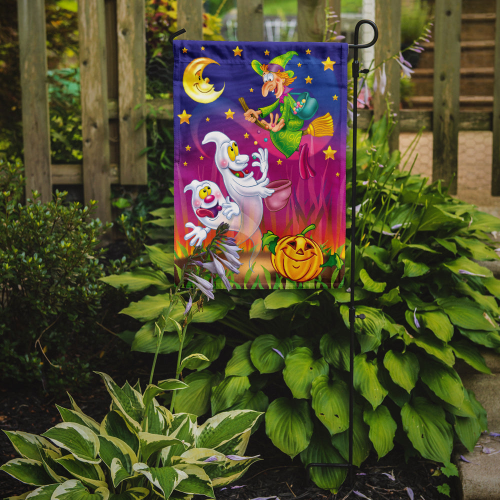 Witch and Ghosts Halloween Garden Flag Mailbox Decorative Yard Banner Outside Patio Artwork for Flower Beds, Garden Size, Multicolor