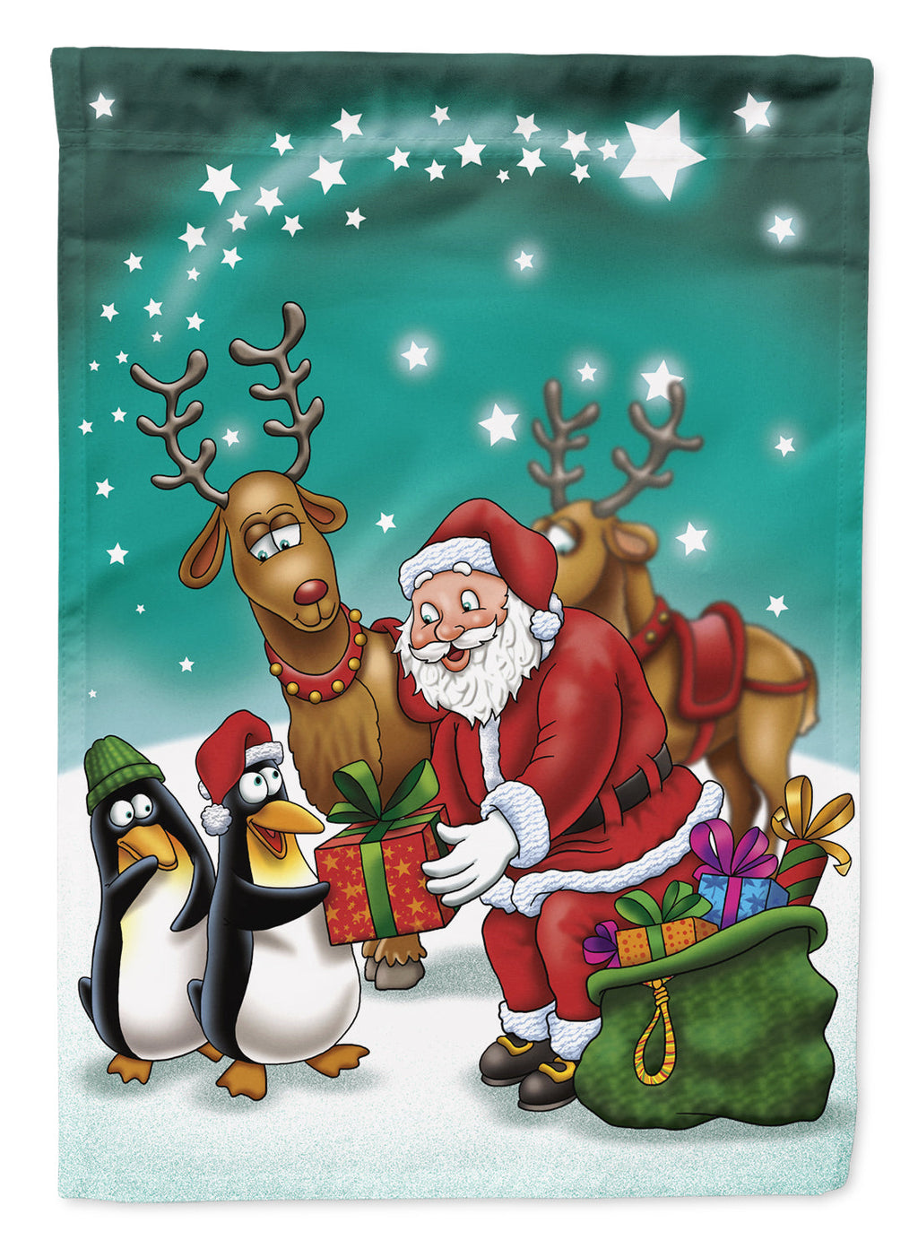 Santa Claus Christmas with the penguins Garden Flag Mailbox Decorative Yard Banner Outside Patio Artwork for Flower Beds, Garden Size, Multicolor