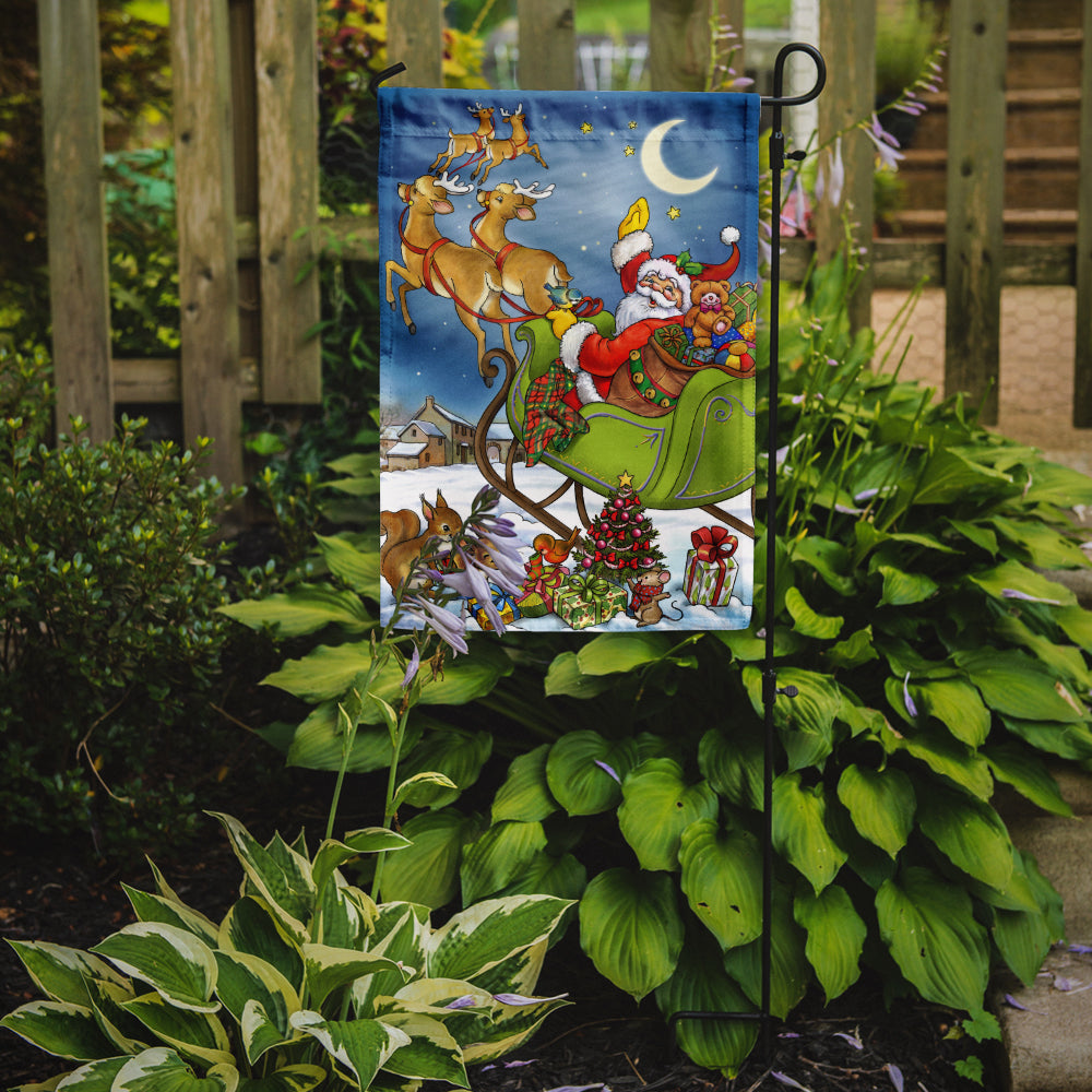 Christmas Santa taking Off Garden Flag Mailbox Decorative Yard Banner Outside Patio Artwork for Flower Beds, Garden Size, Multicolor
