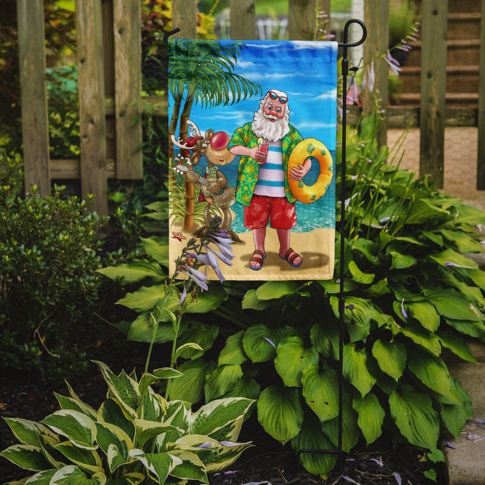 Beach Christmas Santa Claus Swimming Garden Flag Mailbox Decorative Yard Banner Outside Patio Artwork for Flower Beds, Garden Size, Multicolor