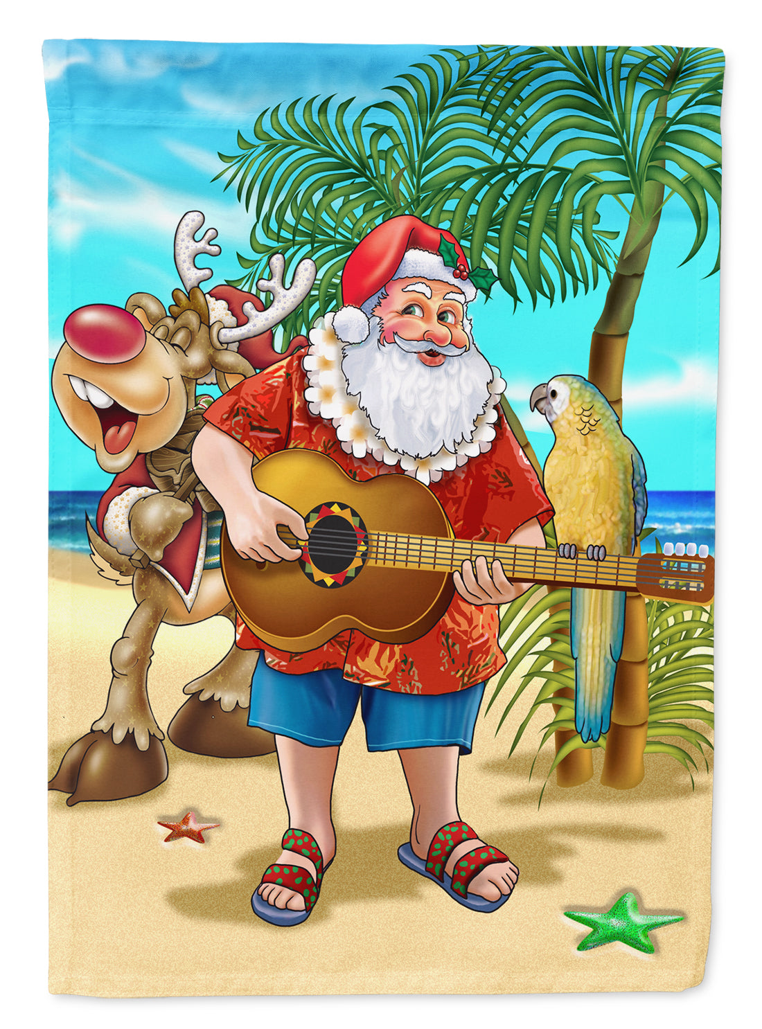Beach Christmas Santa Claus Island Time Garden Flag Mailbox Decorative Yard Banner Outside Patio Artwork for Flower Beds, Garden Size, Multicolor