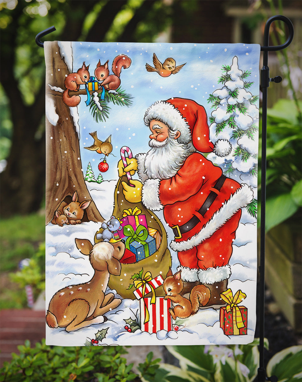 Christmas Santa Claus handing out presents Garden Flag Mailbox Decorative Yard Banner Outside Patio Artwork for Flower Beds, Garden Size, Multicolor