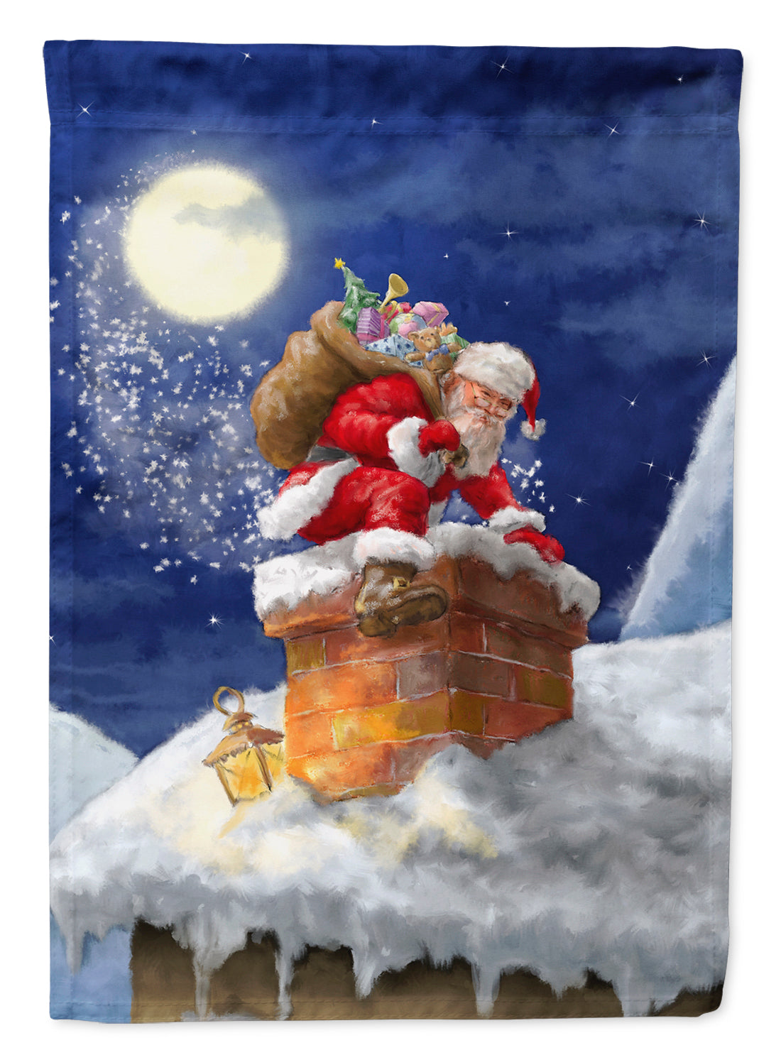 Christmas Santa Claus in the Chimney Garden Flag Mailbox Decorative Yard Banner Outside Patio Artwork for Flower Beds, Garden Size, Multicolor