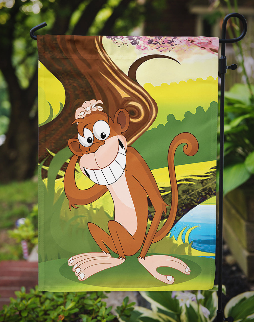 Monkey under the Tree Garden Flag Mailbox Decorative Yard Banner Outside Patio Artwork for Flower Beds, Garden Size, Multicolor