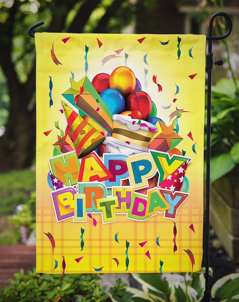 Happy Birthday Party Garden Flag Mailbox Decorative Yard Banner Outside Patio Artwork for Flower Beds, Garden Size, Multicolor