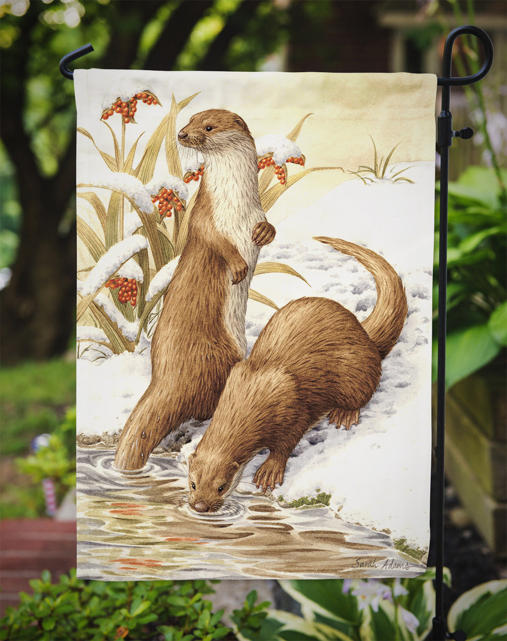 Otters & Gladon Irises Garden Flag Mailbox Decorative Yard Banner Outside Patio Artwork for Flower Beds, Garden Size, Multicolor