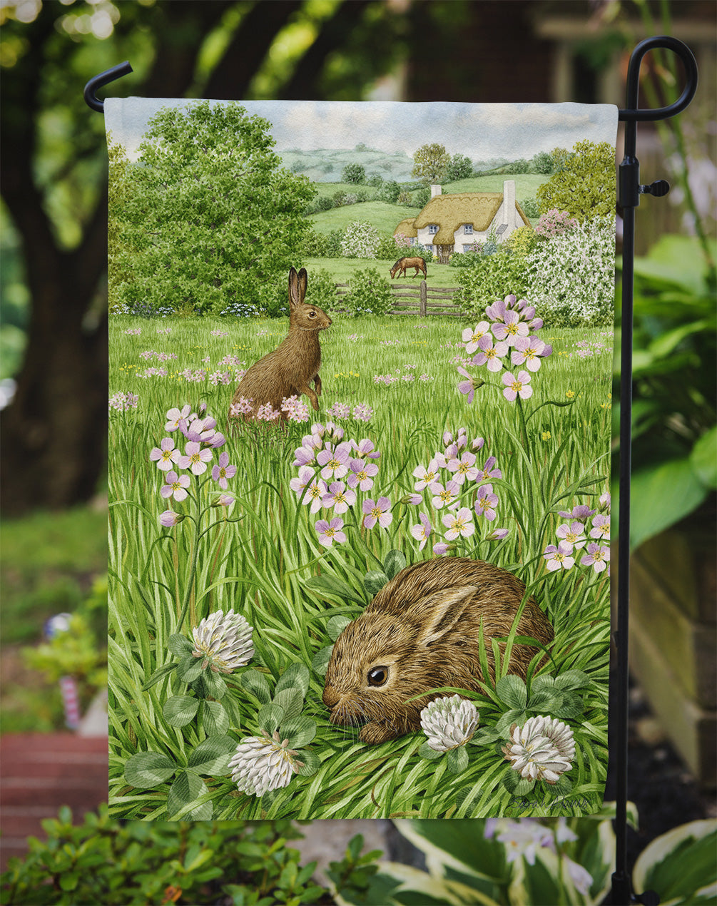 Leveret and Momma Rabbit Garden Flag Mailbox Decorative Yard Banner Outside Patio Artwork for Flower Beds, Garden Size, Multicolor