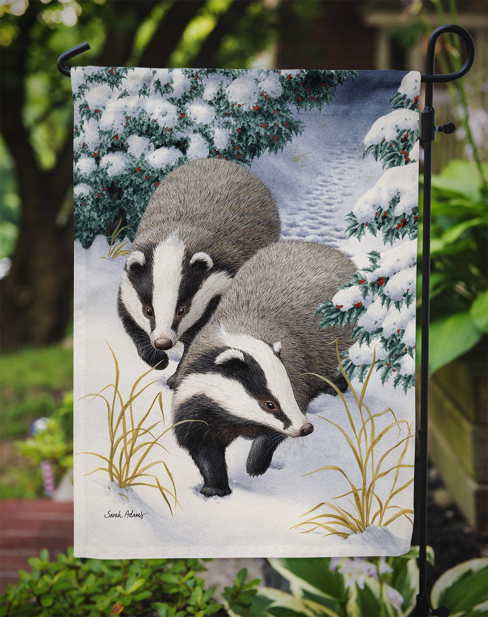Badgers on the Move Garden Flag Mailbox Decorative Yard Banner Outside Patio Artwork for Flower Beds, Garden Size, Multicolor