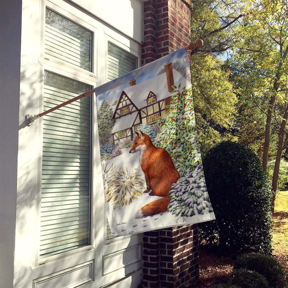 Fox by the Cottage House Flag 28x40 Porch Sleeve Pole Decorative Outside Yard Banner Artwork Wall Hanging, Polyester