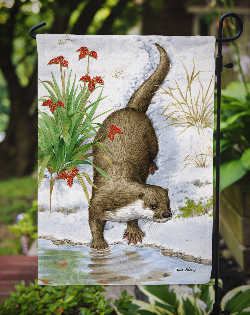 Otter by the Water Garden Flag Mailbox Decorative Yard Banner Outside Patio Artwork for Flower Beds, Garden Size, Multicolor