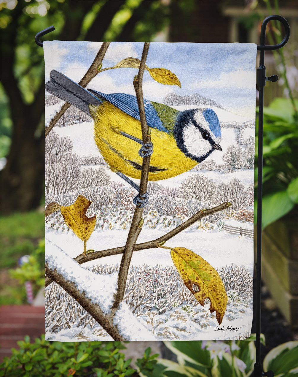Eurasian Blue Tits Bird Garden Flag Mailbox Decorative Yard Banner Outside Patio Artwork for Flower Beds, Garden Size, Multicolor