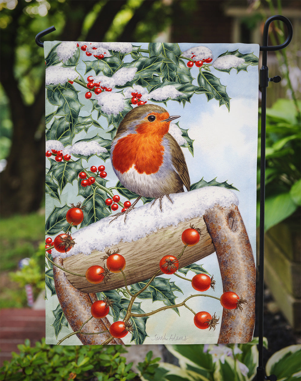 European Garden Robin Garden Flag Mailbox Decorative Yard Banner Outside Patio Artwork for Flower Beds, Garden Size, Multicolor