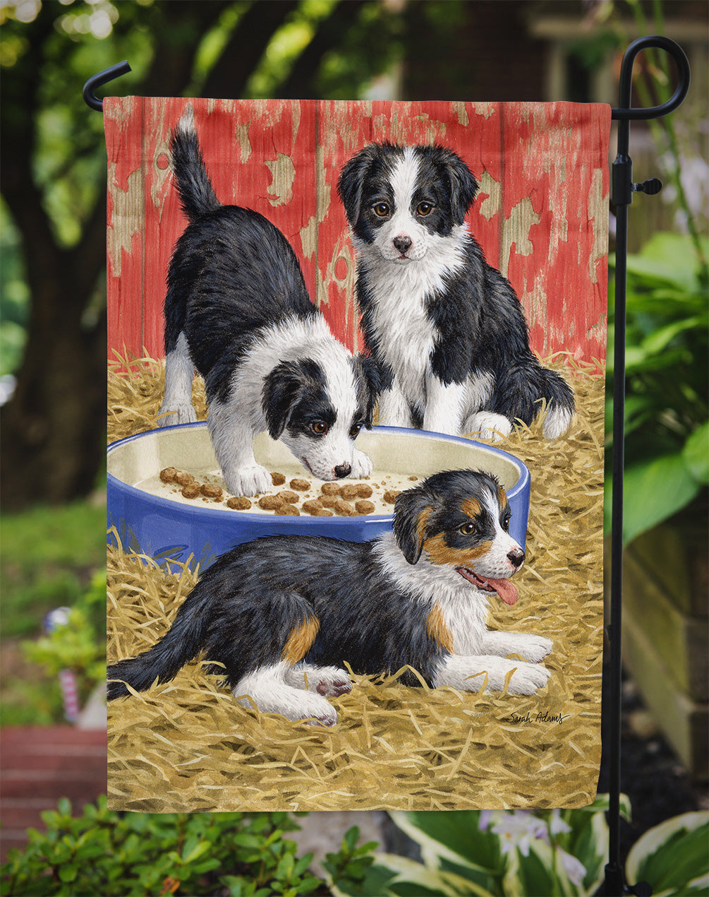 Border Collie Pups Garden Flag Mailbox Decorative Yard Banner Outside Patio Artwork for Flower Beds, Garden Size, Multicolor