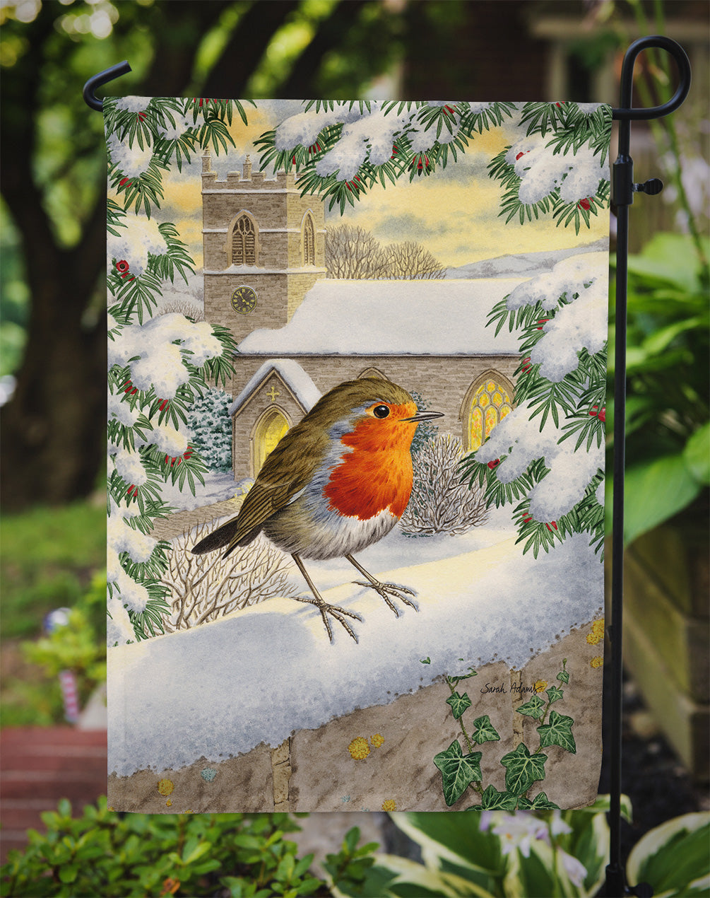 European Robin Waiting Garden Flag Mailbox Decorative Yard Banner Outside Patio Artwork for Flower Beds, Garden Size, Multicolor