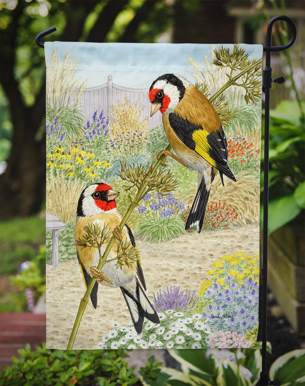 European Goldfinches Garden Flag Mailbox Decorative Yard Banner Outside Patio Artwork for Flower Beds, Garden Size, Multicolor