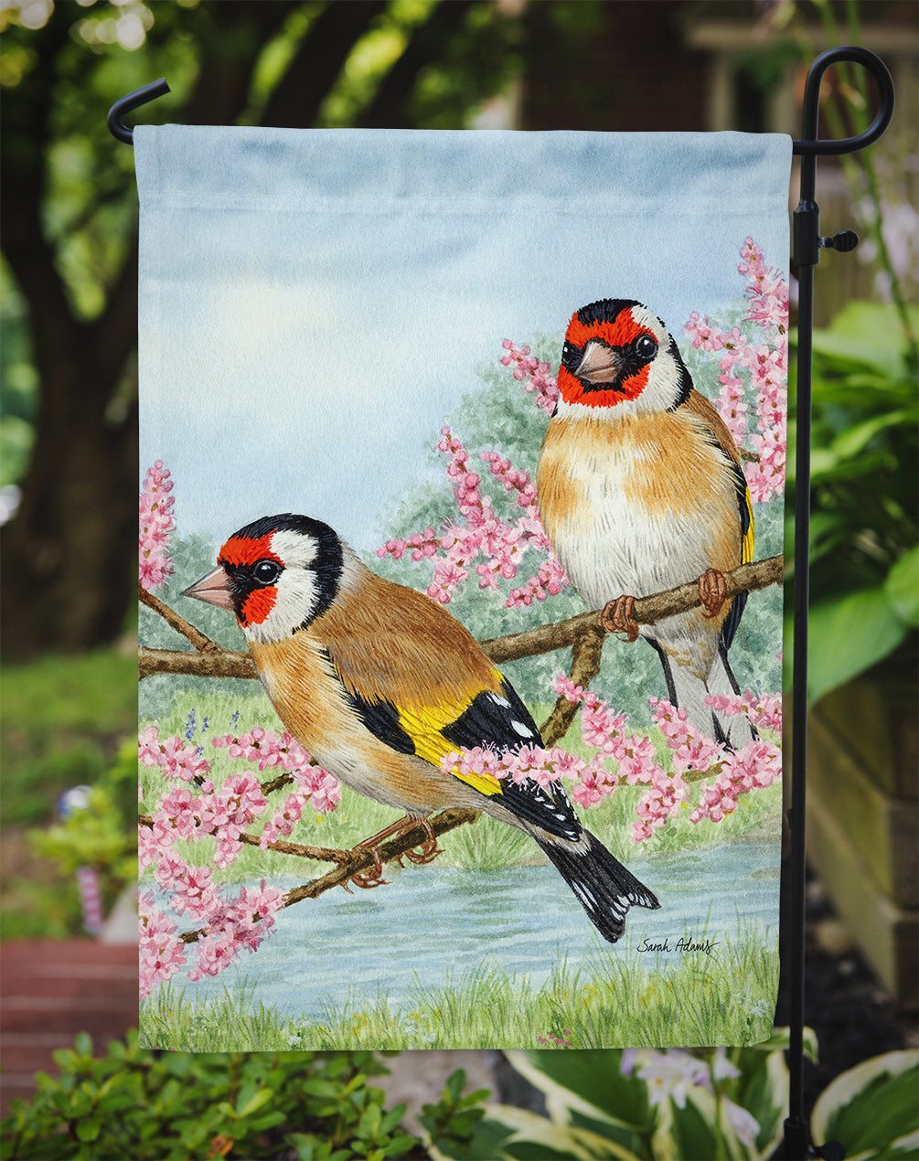 European Goldfinches Garden Flag Mailbox Decorative Yard Banner Outside Patio Artwork for Flower Beds, Garden Size, Multicolor
