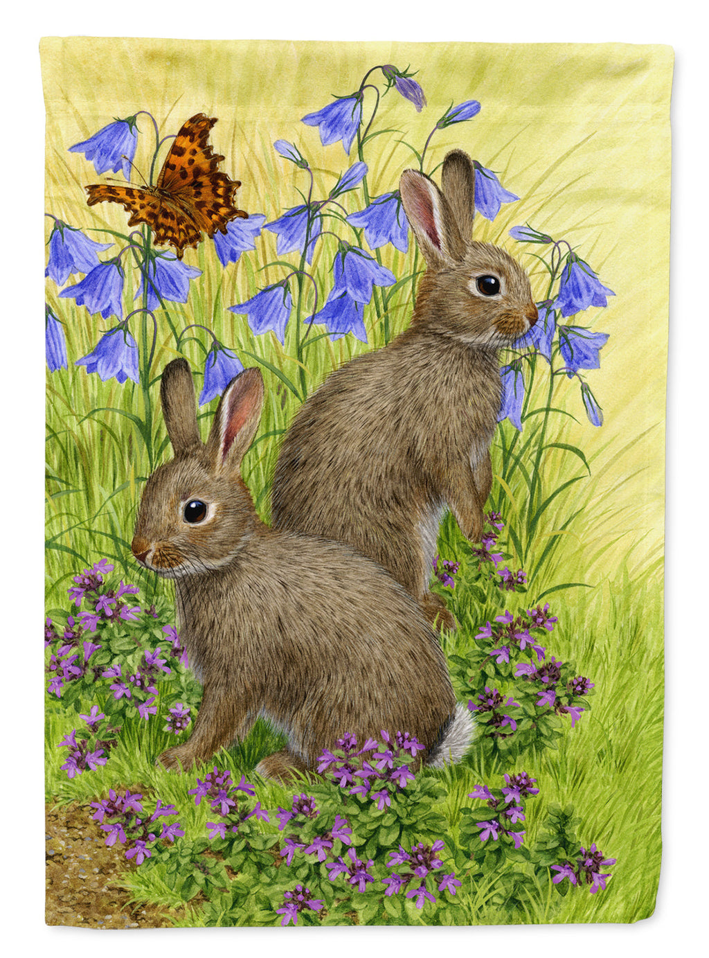 Rabbits House Flag 28x40 Porch Sleeve Pole Decorative Outside Yard Banner Artwork Wall Hanging, Polyester