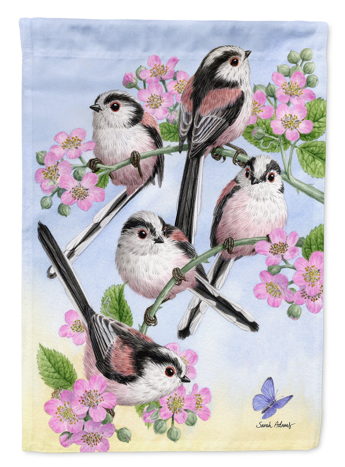 Party of 5 Long Tailed Tits Garden Flag Mailbox Decorative Yard Banner Outside Patio Artwork for Flower Beds, Garden Size, Multicolor