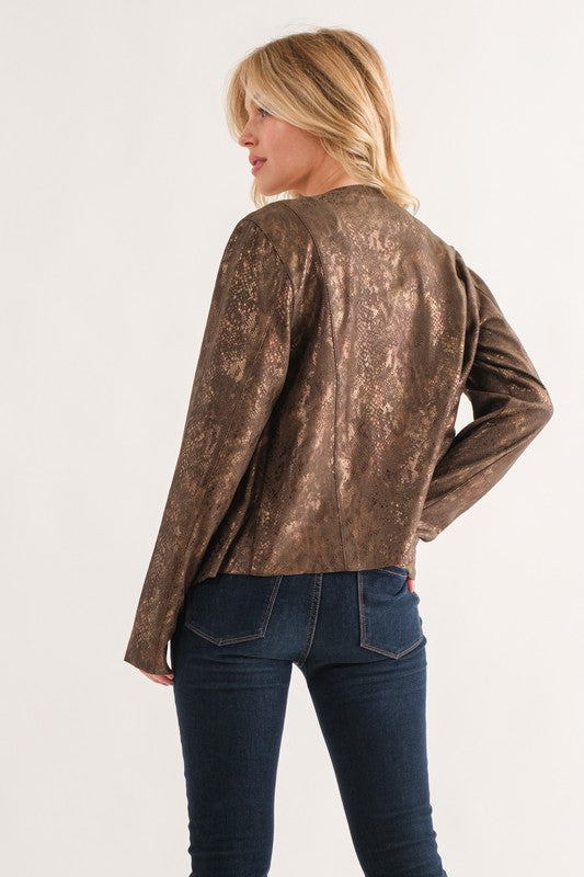 Olive Animal Print Heavy Suede Cardigan