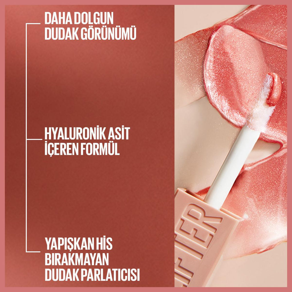 Maybelline New York Lifter Gloss - Hyaluronic Acid Lip Gloss for Moisturizing Lips, Non-Sticky, Lifting Effect